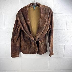 LRL Ralph Lauren Jeans Co. Brown Knit Cardigan Sweater Buckle Side Sz M